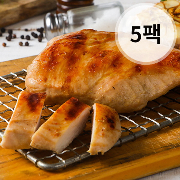 리얼닭 닭가슴살 마늘맛 1kg (200g X 5팩) / 훈제닭가슴살
